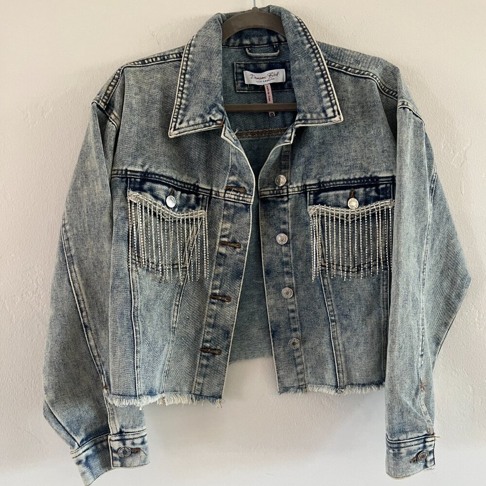 Rhinestone Fringe Jean Jacket